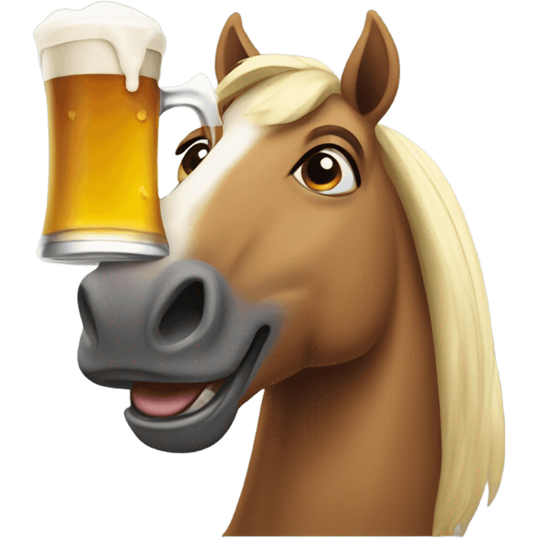 A Horse drinking beer  emoji