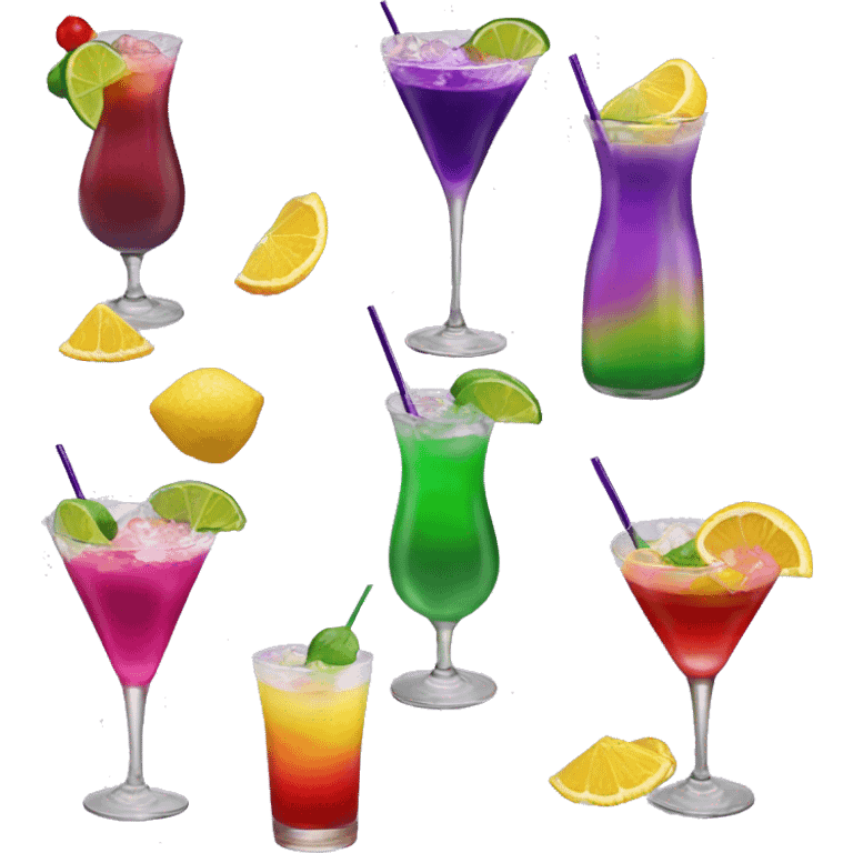 Realistic New Orleans, Purple, Green,Red,Yellow,Pink,Hurricane Cocktail emoji