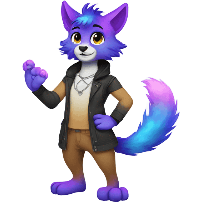 gradient-Sparkle-nebula-fursona anthropomorphic furry full body emoji