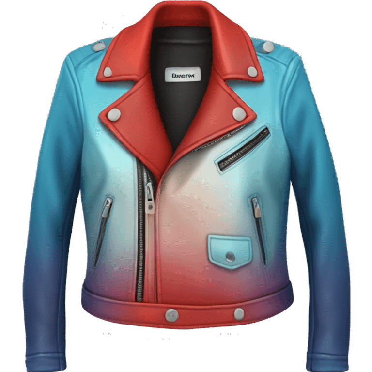 Hyper Realistic isolated open red ombre feminine fashion leather jacket. emoji