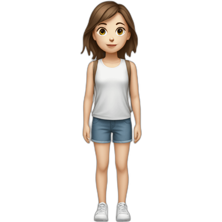 young girl with brown hair5 and white skin full length emoji