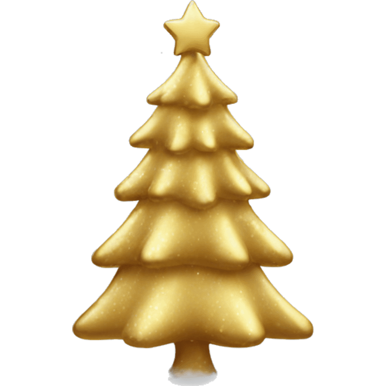 Gold Christmas tree in snow emoji