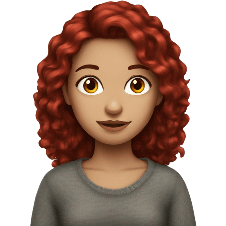 Pretty girl with dark red hair cozy emoji