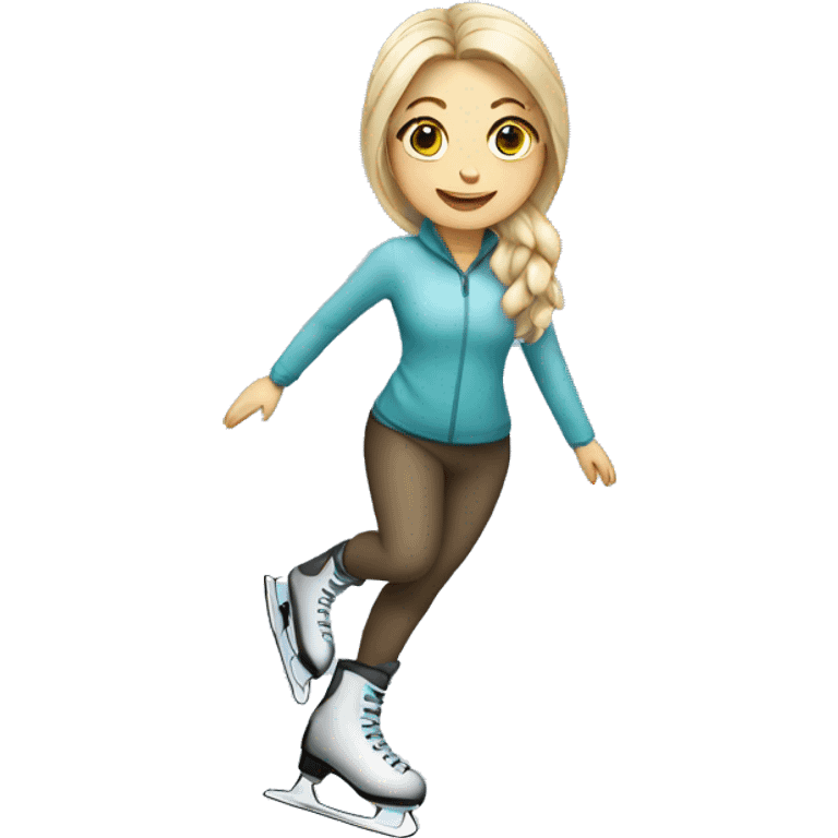 White woman ice skating emoji