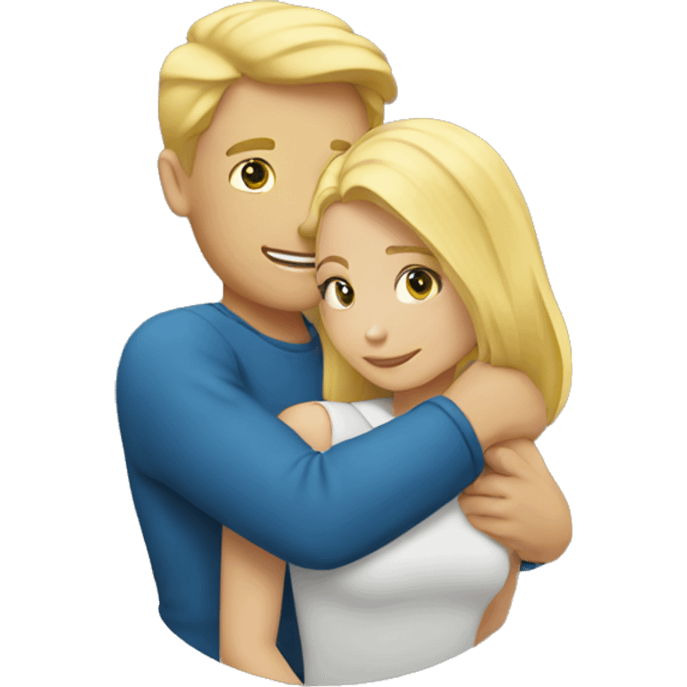 A blond man and a blonde girl hug emoji