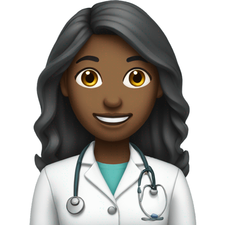 Black female dentist with long hair emoji