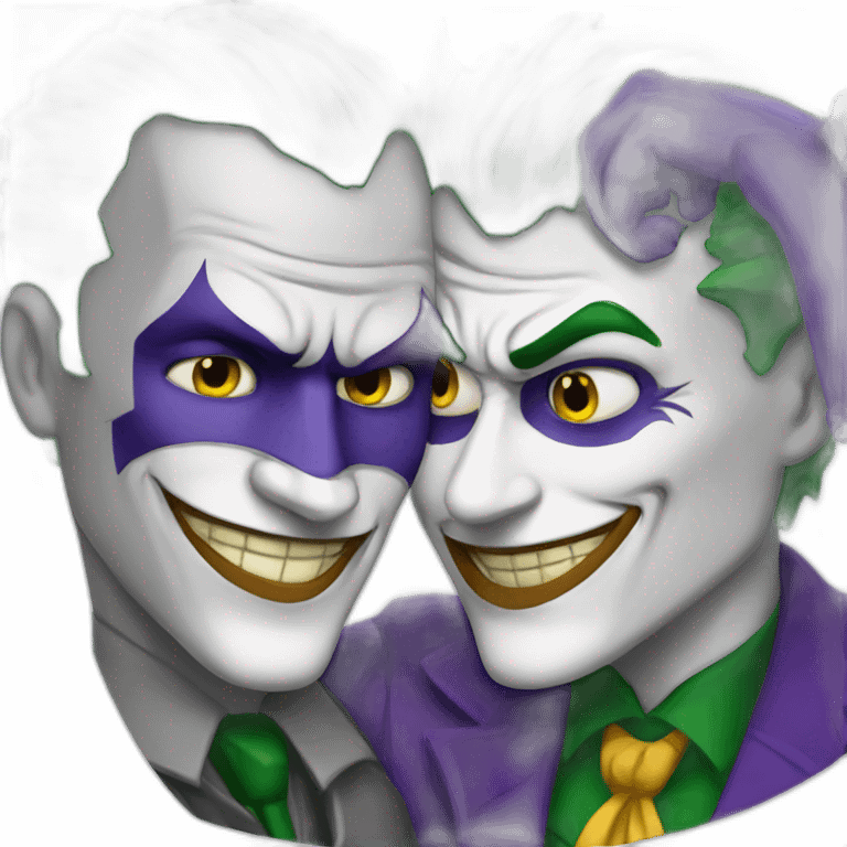 batman and joker huging each other emoji