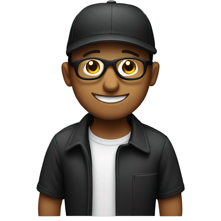 smily face man wear black cap and glasses emoji