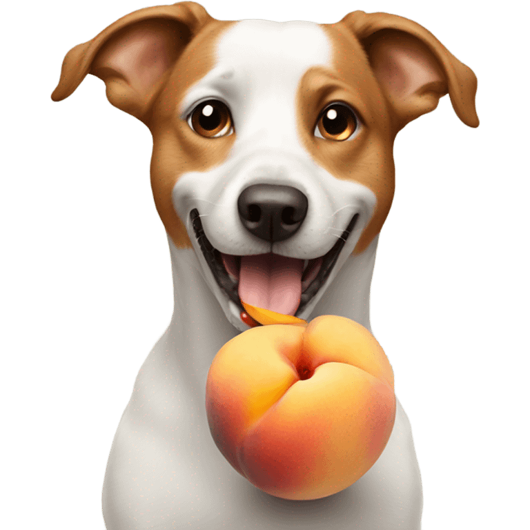 Dog eating peach emoji