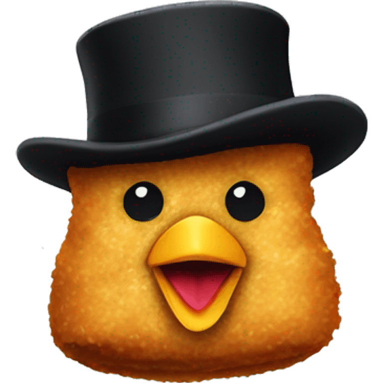 chicken nugget with top hat emoji