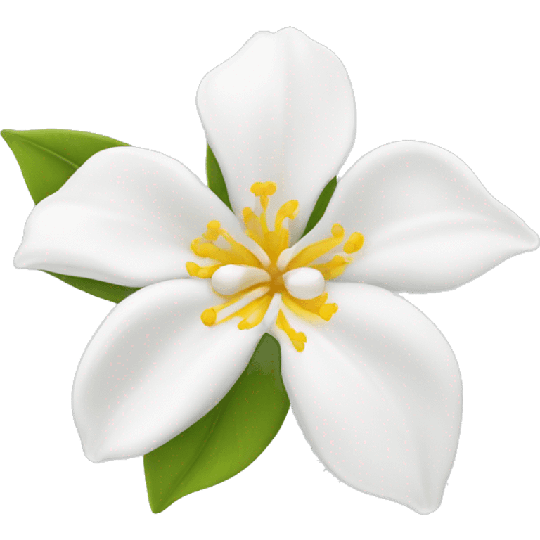 Jasmine flower with white petal and yellow center with stamen emoji