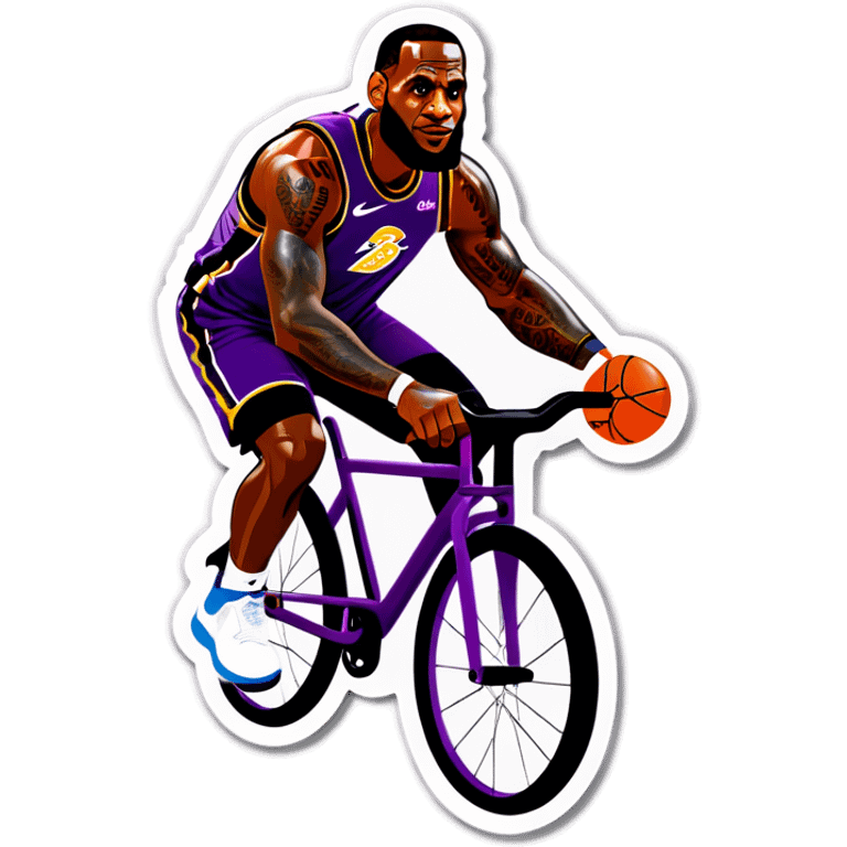 lebron james riding a bike on a egg plant emoji