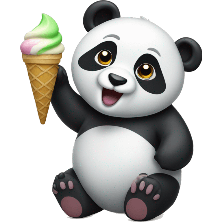 Panda eating ice cream emoji