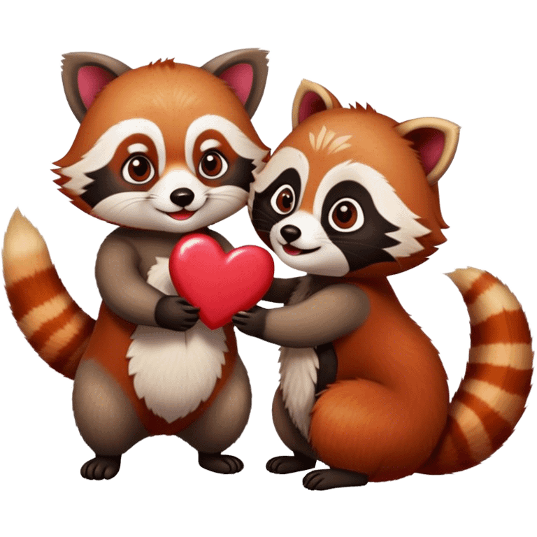 Red panda and raccoon celebrating Valentine’s Day  emoji