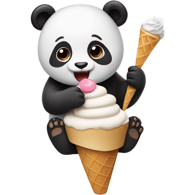 Panda eating ice cream emoji