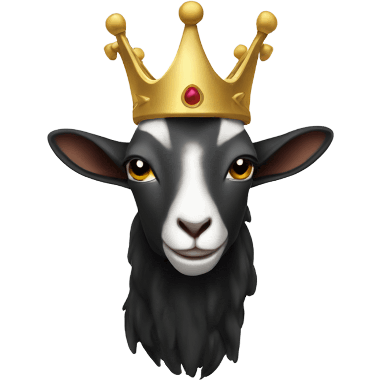 Horned goat wearing a crown and black hoodie emoji