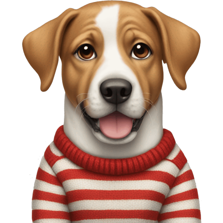 Dog wearing a red and white striped jumper  emoji