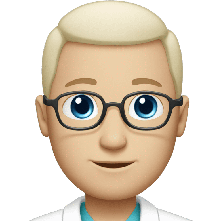 Bald blue eyed doctor male emoji