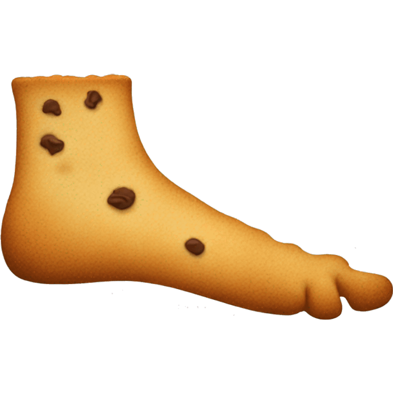 side profile of a foot holding a cookie between the toes emoji