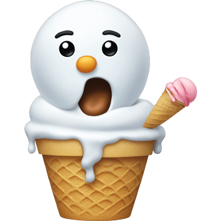 snowman eating ice cream emoji