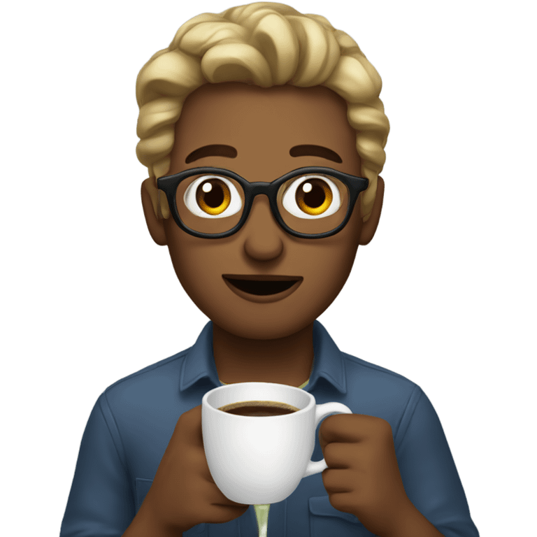 Emoni drinking coffe emoji