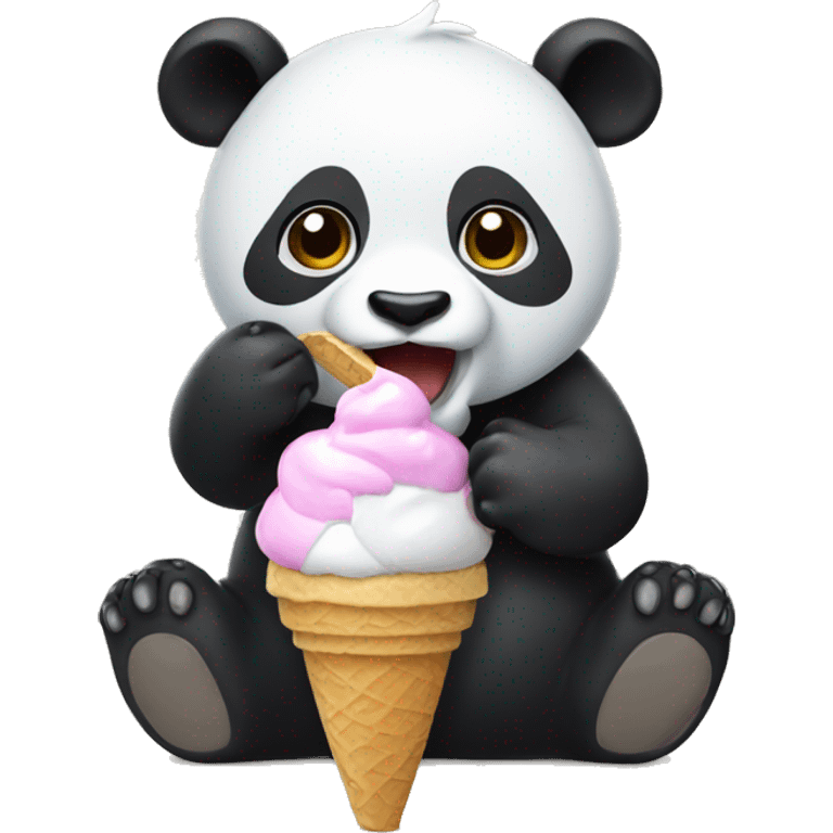 Panda eating ice cream emoji