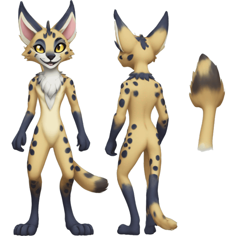 Anthro Sergal-Serval-Vernid full body emoji