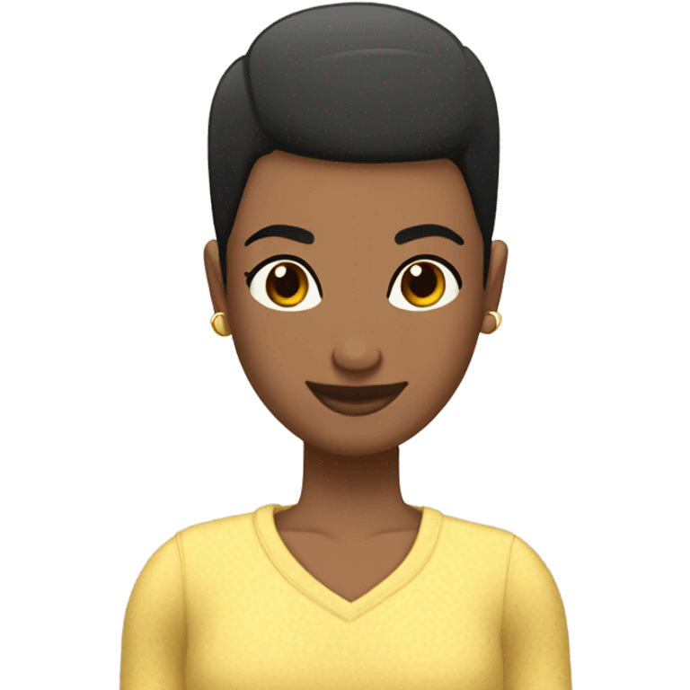 Chico de tez negra con corte de pelo buzz cut y su novia de tez morena emoji