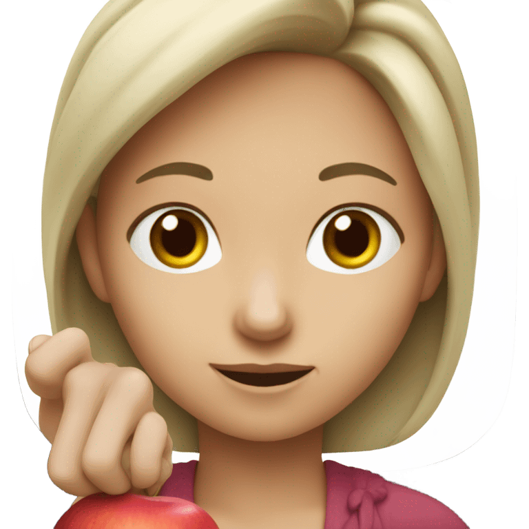 Sonia holding apple emoji