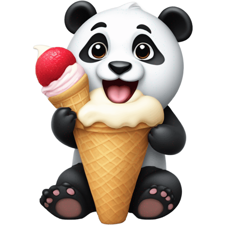 Panda eating ice cream emoji