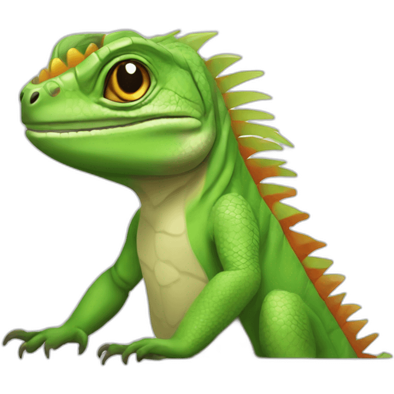 una iguana con una caguama emoji