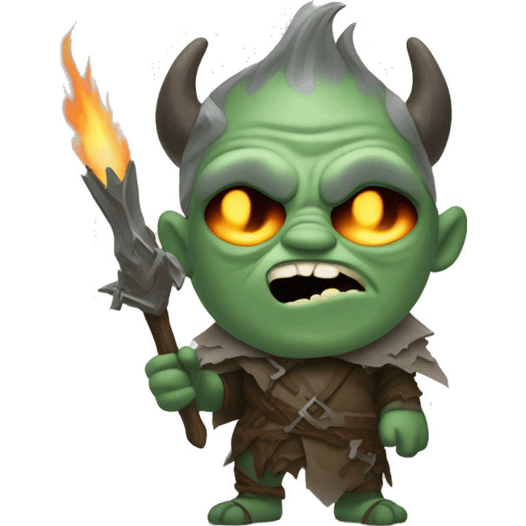 Orc weapon spirit with ghostly weapons, cloak with burning eyes, Halloween theme, emoji emoji