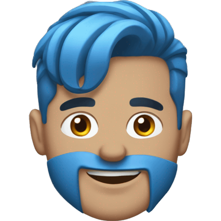 guy with blue hair and low taper fade with blue jacket emoji