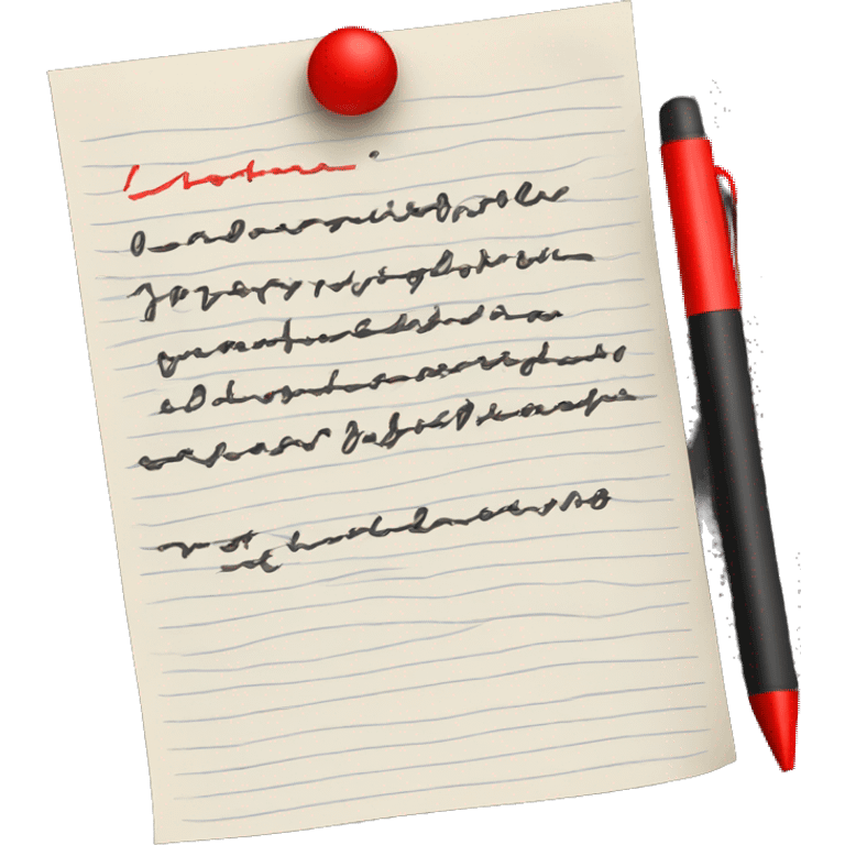 Handwriting to Text. Black color notes with Red color notes emoji