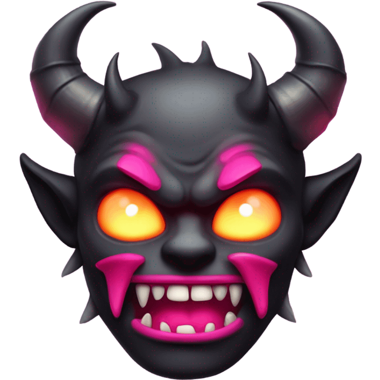 A demon face with the pink bow on it emoji