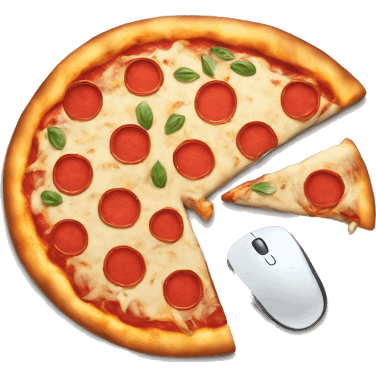 Pizza with keyboard and mouse emoji