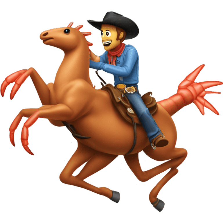 Cowboy riding a bucking shrimp  emoji