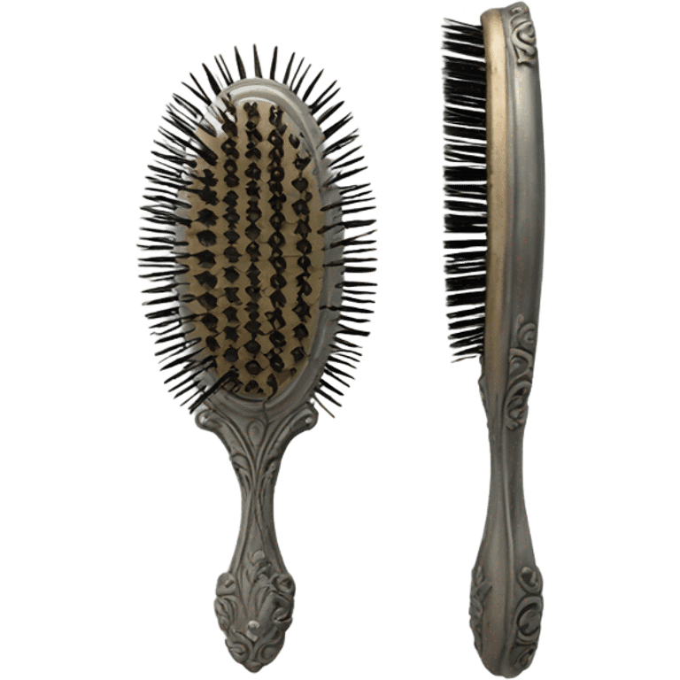 vintage rococo silver hair brush emoji