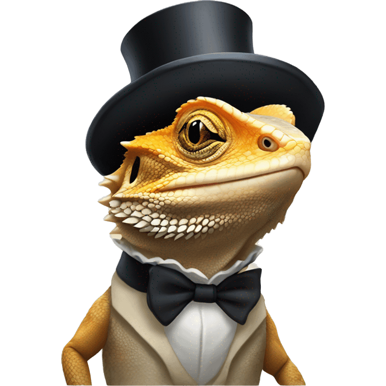 Bearded dragon with a top hat emoji