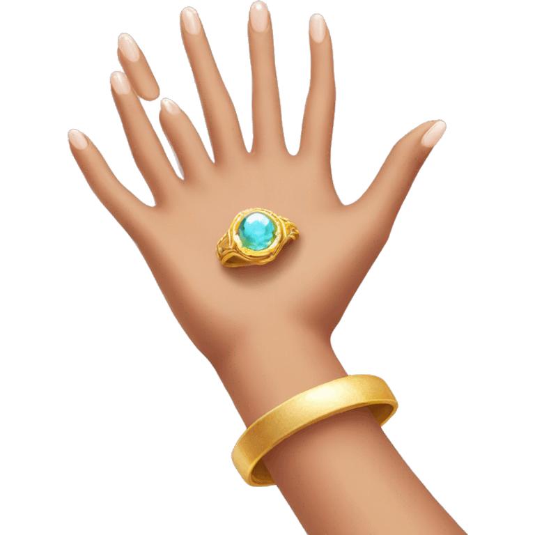 woman's hand with a magical ring emoji