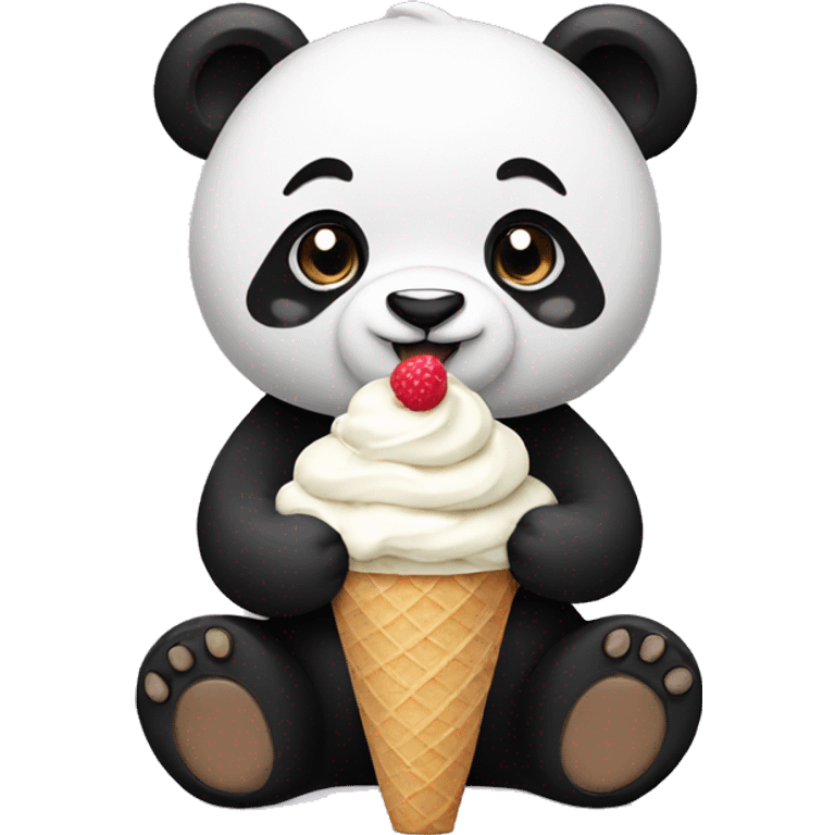 Panda eating ice cream emoji