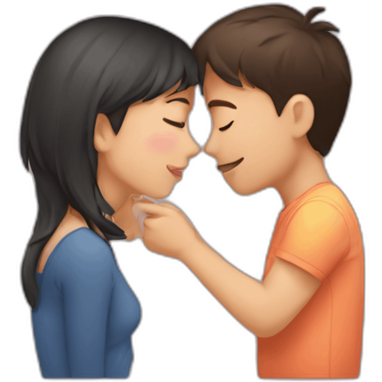 a boy kissing his girlfriend emoji