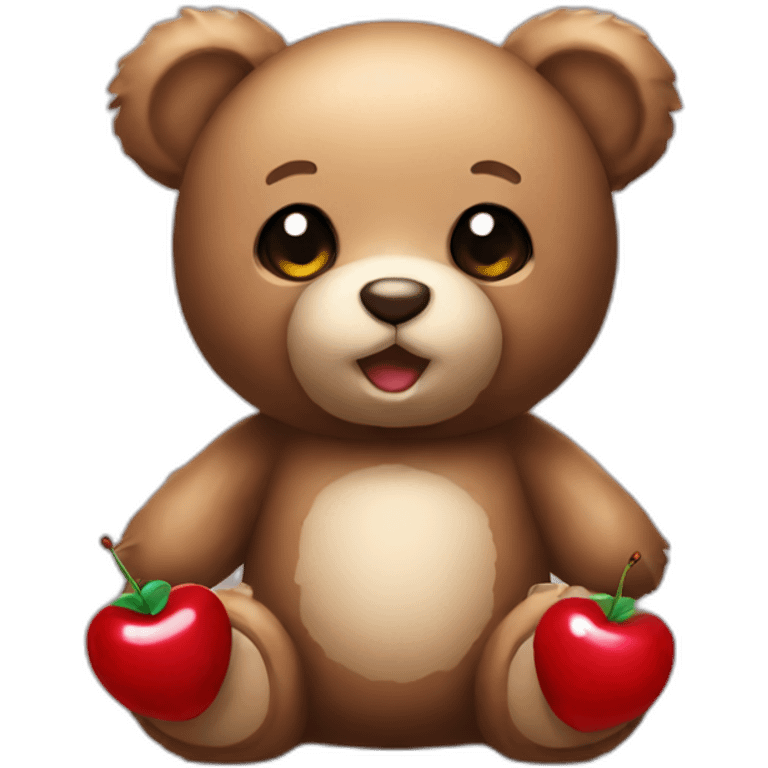 teddy bear whit a cherry emoji