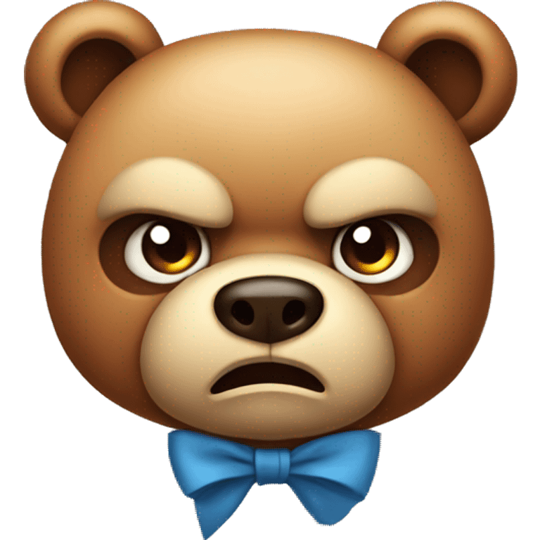 Cute angry bear with bow emoji