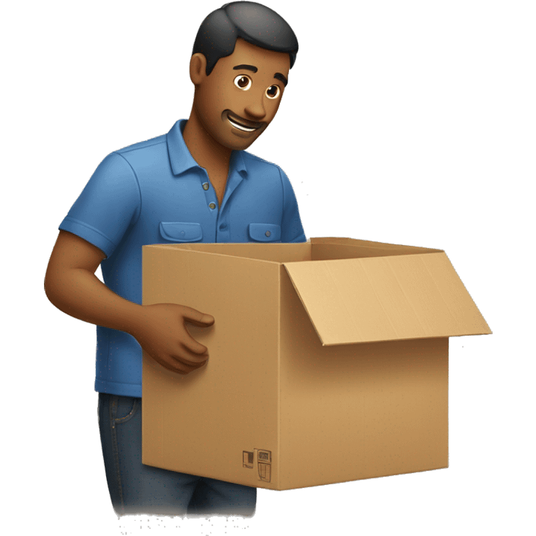 a man packing an item to a box emoji