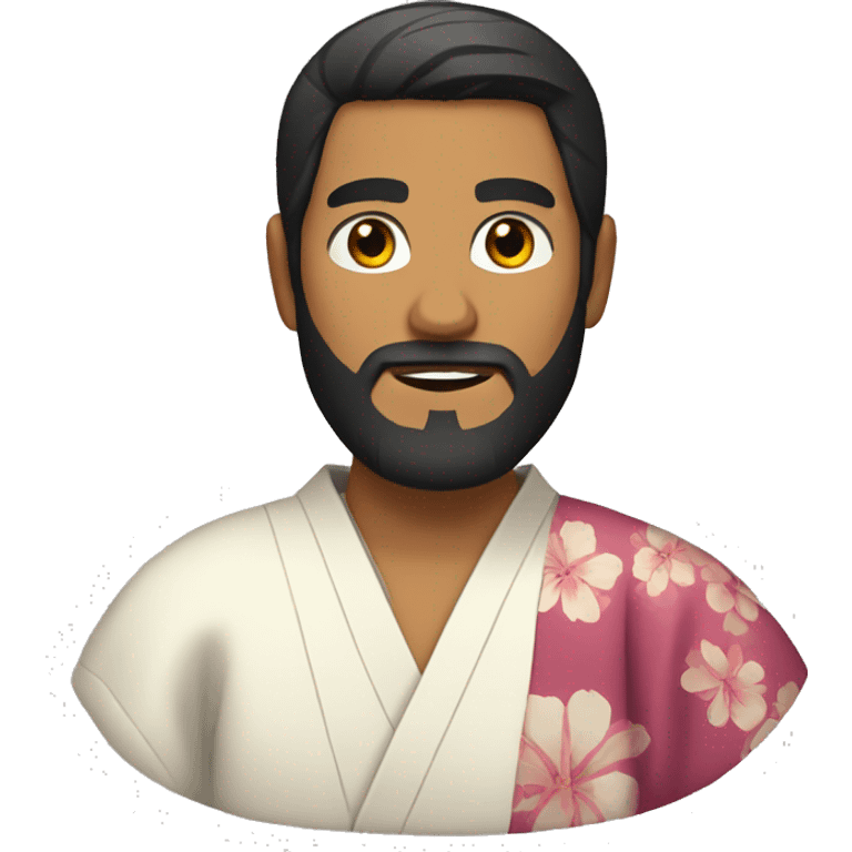 bearded Latino man with dark hair wearing a kimono emoji