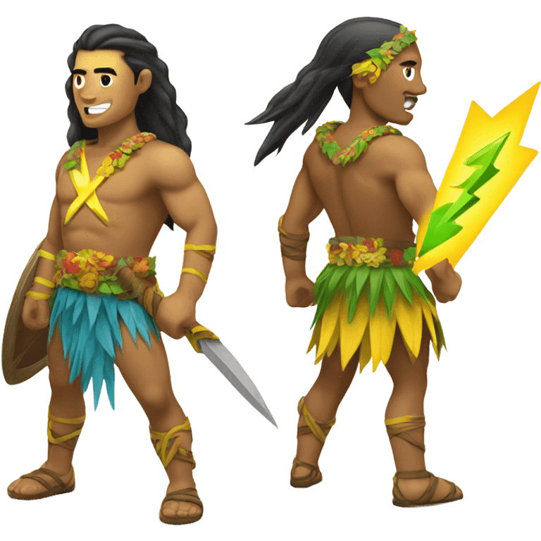 Hawaiian warrior and yellow lightening bolt  emoji