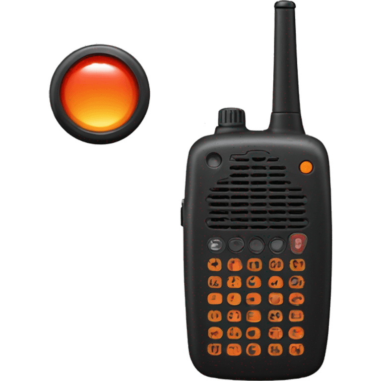 black walkie talkie with red-orange button on side emoji