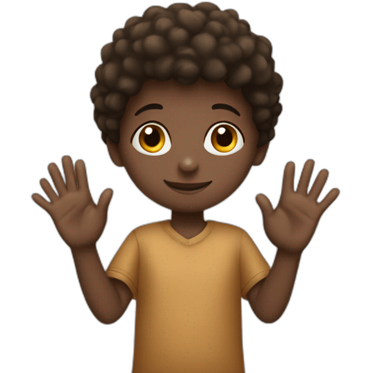 African boy making sign heart with hands emoji