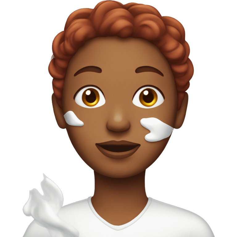 Dark Red haired Woman with shaving cream on her face emoji